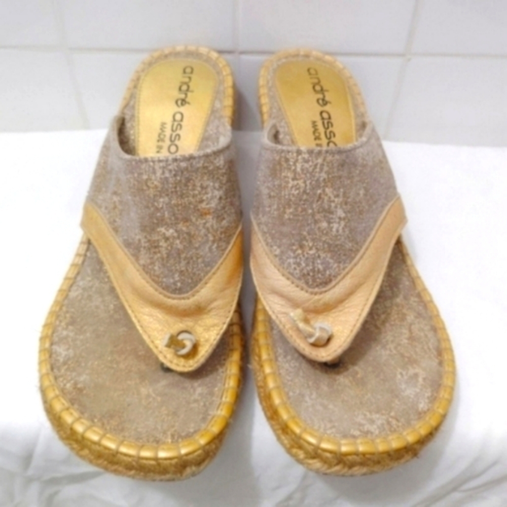 Andre Assous Spain Espadrilles Annette Wedge Sandals Bronze Toast US 10